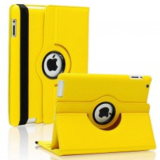 iPad 2 3 4 - 360 Degree Rotating PU Flip Smart Protective Cover Case with Auto Sleep Wake - Yellow